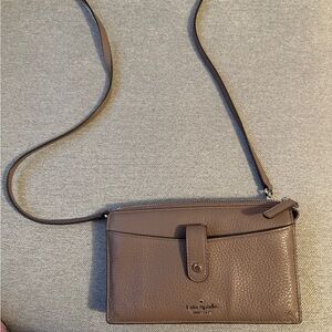 Fossil Taupe Leather Crossbody Bag